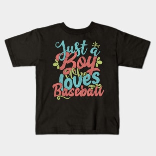 Just A Boy Who Loves Baseball Gift graphic Kids T-Shirt